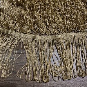 4" Stretch Metallic Gold Loop Chainette Fringe - 17+‎ Yards